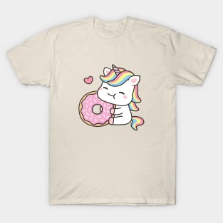 Cute Little Unicorn Loves Doughnut T-Shirt